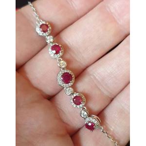 3.20cts Natural Kenyan Ruby Bracelet | Set in Solid Sterling Silver