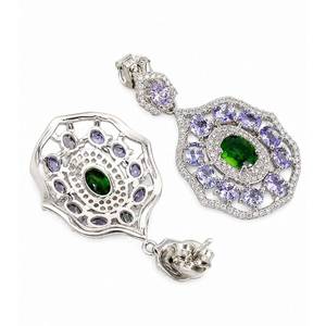 5.20ct Natural Tanzanite & Vivid Green Russian Diopside Earrings | Set in Solid Sterling Silver