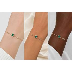 1.25ct Natural Oval Zambian Emerald Bracelet | Set in Solid Sterling Silver