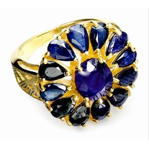 6.55ct Natural Tanzanian Blue Sapphire Cocktail Ring | Set in Solid Sterling Silver