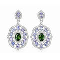 5.20ct Natural Tanzanite & Vivid Green Russian Diopside Earrings | Set in Solid Sterling Silver
