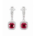 2.20ct Natural Kenyan Ruby & White Topaz Earrings | Set in Solid Sterling Silver