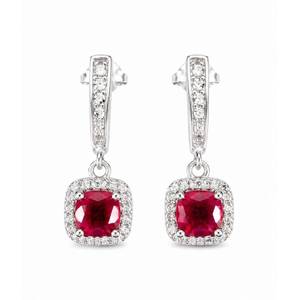 2.20ct Natural Kenyan Ruby & White Topaz Earrings | Set in Solid Sterling Silver