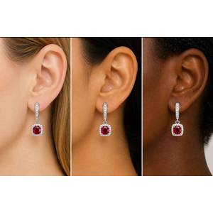 2.20ct Natural Kenyan Ruby & White Topaz Earrings | Set in Solid Sterling Silver