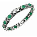 9.60ct Natural Colombian Emerald Hand-crafted ornate clip bangle | Set in Solid Sterling Silver