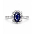 3.35ct Natural Tanzanian Oval Blue Sapphire Ring | Set in Solid Sterling Silver