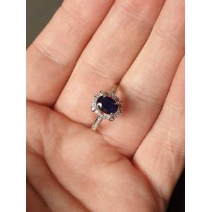3.35ct Natural Tanzanian Oval Blue Sapphire Ring | Set in Solid Sterling Silver